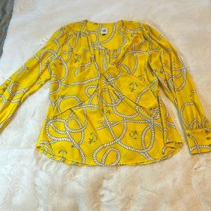 CABI Yellow Reef Knot Blouse Size L